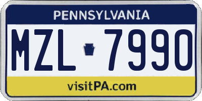 PA license plate MZL7990