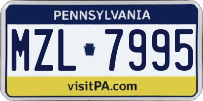 PA license plate MZL7995