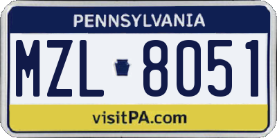 PA license plate MZL8051
