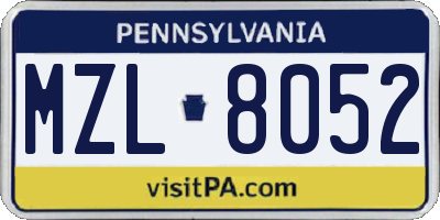 PA license plate MZL8052