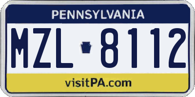 PA license plate MZL8112