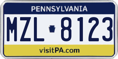 PA license plate MZL8123
