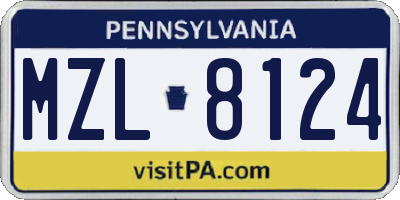 PA license plate MZL8124