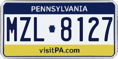 PA license plate MZL8127