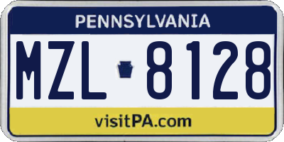 PA license plate MZL8128