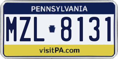 PA license plate MZL8131
