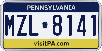 PA license plate MZL8141