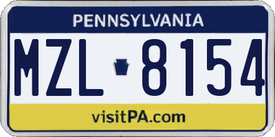 PA license plate MZL8154