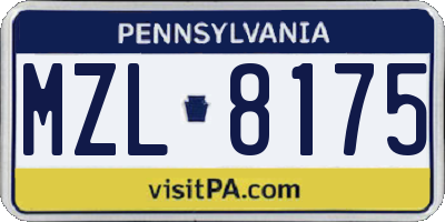 PA license plate MZL8175