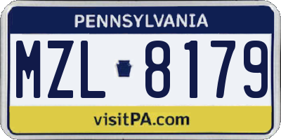 PA license plate MZL8179