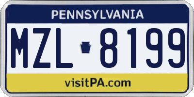 PA license plate MZL8199