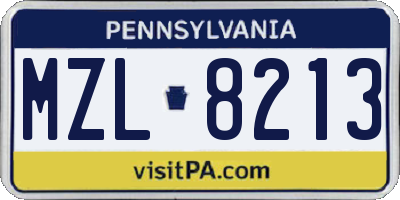 PA license plate MZL8213