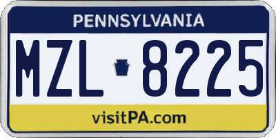 PA license plate MZL8225