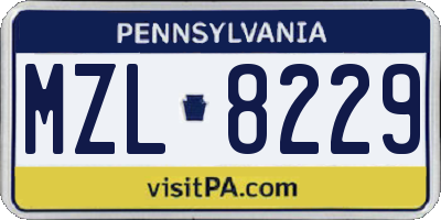 PA license plate MZL8229
