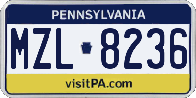 PA license plate MZL8236