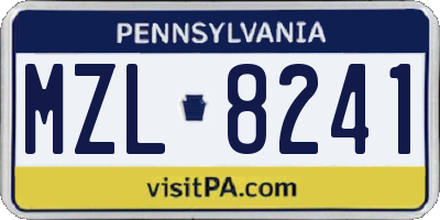 PA license plate MZL8241