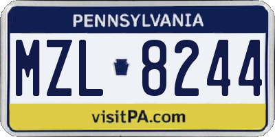 PA license plate MZL8244