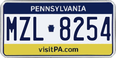 PA license plate MZL8254