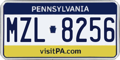 PA license plate MZL8256