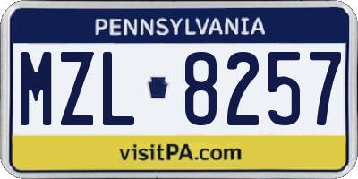 PA license plate MZL8257