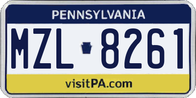 PA license plate MZL8261