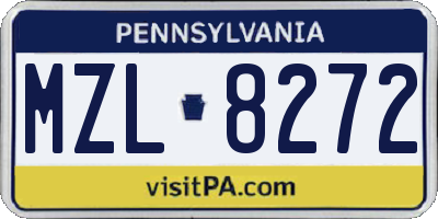 PA license plate MZL8272