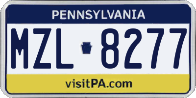 PA license plate MZL8277