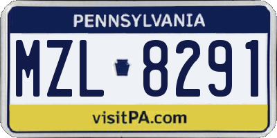 PA license plate MZL8291
