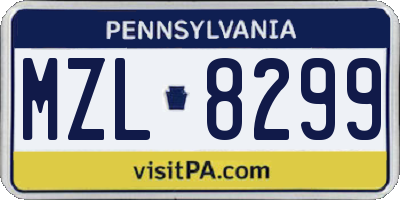 PA license plate MZL8299