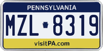 PA license plate MZL8319