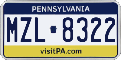 PA license plate MZL8322