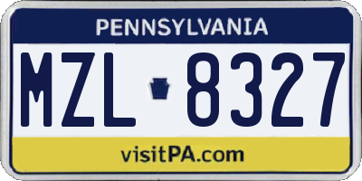 PA license plate MZL8327