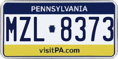 PA license plate MZL8373