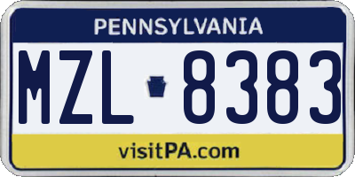PA license plate MZL8383