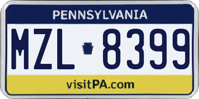 PA license plate MZL8399
