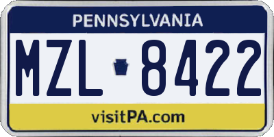 PA license plate MZL8422