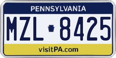 PA license plate MZL8425