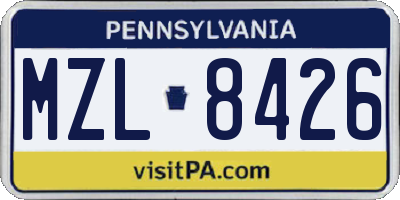 PA license plate MZL8426