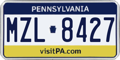 PA license plate MZL8427