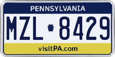 PA license plate MZL8429