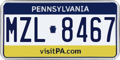 PA license plate MZL8467