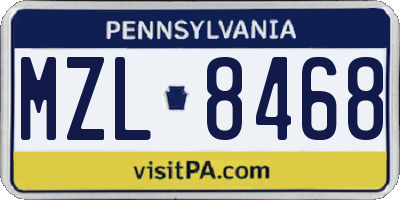 PA license plate MZL8468