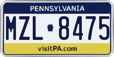 PA license plate MZL8475