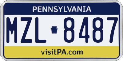 PA license plate MZL8487