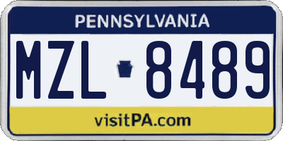 PA license plate MZL8489