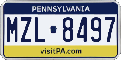 PA license plate MZL8497