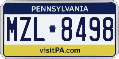 PA license plate MZL8498