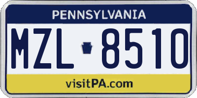 PA license plate MZL8510