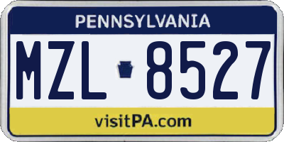 PA license plate MZL8527