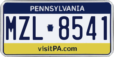 PA license plate MZL8541